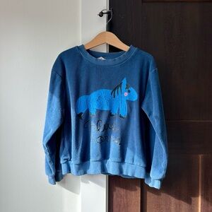 Vintage Blue Kids Sweatshirt with Horse